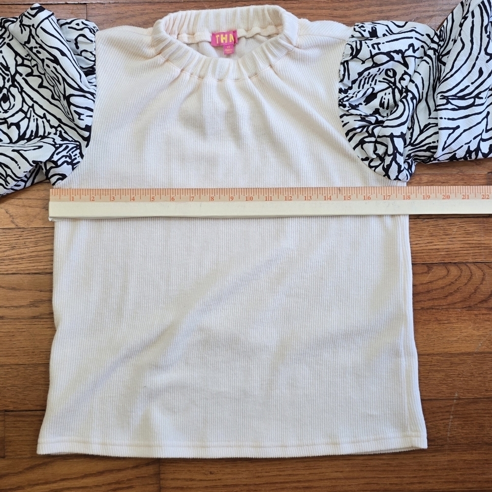 Anthropologie THML Puff Statement Sleeve Ribbed Top Romantic Maximalist Sz.XS - Picture 9 of 11